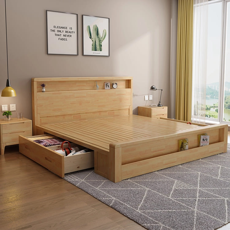 Giường ngủ gỗ sồi hiện đại